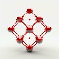 3d rouge molécules sur blanc Contexte génératif ai photo