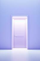 une minimaliste blanc porte dans violet mur génératif ai photo