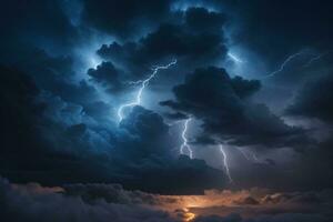 orageux ciel arrière-plan, orage arrière-plan, orage fond d'écran, pluvieux ciel, orage des nuages, ai génératif photo