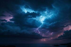 orageux ciel arrière-plan, orage arrière-plan, orage fond d'écran, pluvieux ciel, orage des nuages, ai génératif photo