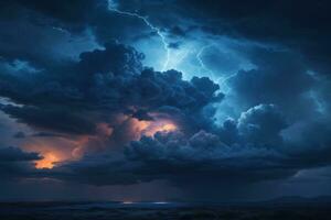 orageux ciel arrière-plan, orage arrière-plan, orage fond d'écran, pluvieux ciel, orage des nuages, ai génératif photo