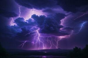 orage ciel, orage arrière-plan, orage fond d'écran, orageux ciel arrière-plan, orage des nuages, néon orage ciel, ai génératif photo