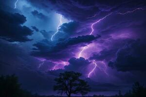 orage ciel, orage arrière-plan, orage fond d'écran, orageux ciel arrière-plan, orage des nuages, néon orage ciel, ai génératif photo