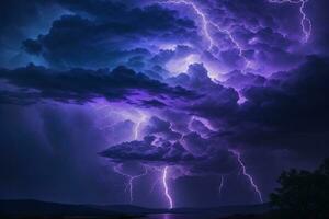 orage ciel, orage arrière-plan, orage fond d'écran, orageux ciel arrière-plan, orage des nuages, néon orage ciel, ai génératif photo