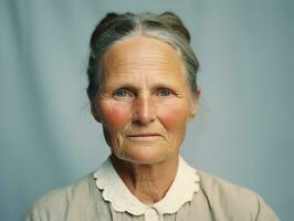 un coloré vieux photographier de une femme de le de bonne heure années 1900 ai génératif photo