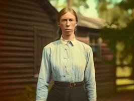 un coloré vieux photographier de une femme de le de bonne heure années 1900 ai génératif photo