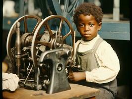 historique coloré photo de une des gamins du quotidien travail dans le années 1900 ai génératif