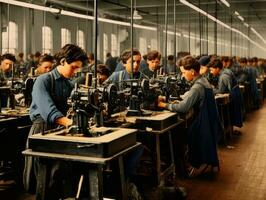 historique coloré photo de une des gamins du quotidien travail dans le années 1900 ai génératif