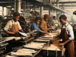 historique coloré photo de une des gamins du quotidien travail dans le années 1900 ai génératif