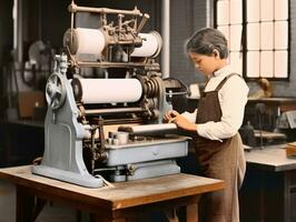 historique coloré photo de une des gamins du quotidien travail dans le années 1900 ai génératif