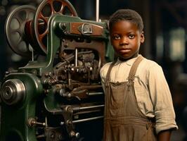 historique coloré photo de une des gamins du quotidien travail dans le années 1900 ai génératif