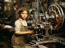 historique coloré photo de une des gamins du quotidien travail dans le années 1900 ai génératif