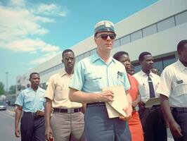 historique coloré photo de une homme de premier plan une manifestation ai génératif