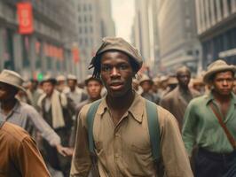 historique coloré photo de une homme de premier plan une manifestation ai génératif