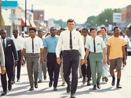 historique coloré photo de une homme de premier plan une manifestation ai génératif