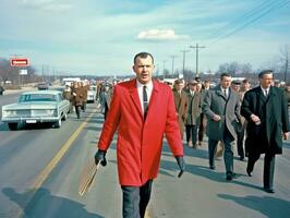 historique coloré photo de une homme de premier plan une manifestation ai génératif