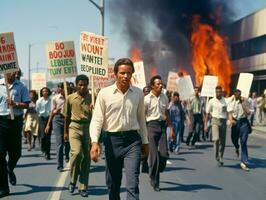 historique coloré photo de une homme de premier plan une manifestation ai génératif