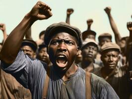 historique coloré photo de une homme de premier plan une manifestation ai génératif