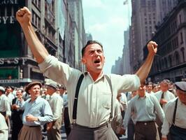 historique coloré photo de une homme de premier plan une manifestation ai génératif