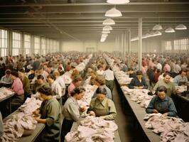 historique coloré photo de une les femmes du quotidien travail dans le passé ai génératif