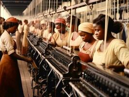 historique coloré photo de une les femmes du quotidien travail dans le passé ai génératif