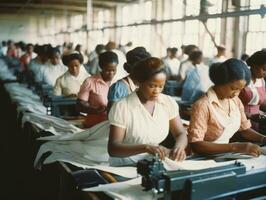 historique coloré photo de une les femmes du quotidien travail dans le passé ai génératif