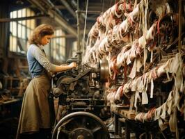 historique coloré photo de une les femmes du quotidien travail dans le passé ai génératif