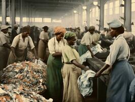 historique coloré photo de une les femmes du quotidien travail dans le passé ai génératif