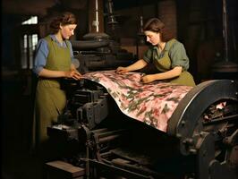 historique coloré photo de une les femmes du quotidien travail dans le passé ai génératif