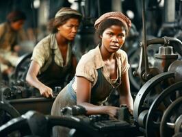 historique coloré photo de une les femmes du quotidien travail dans le passé ai génératif