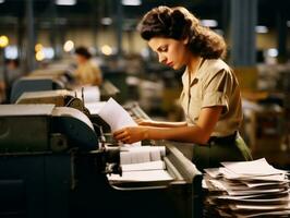 historique coloré photo de une les femmes du quotidien travail dans le passé ai génératif