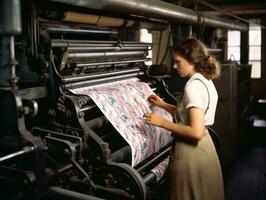 historique coloré photo de une les femmes du quotidien travail dans le passé ai génératif