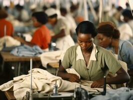 historique coloré photo de une les femmes du quotidien travail dans le passé ai génératif