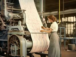 historique coloré photo de une les femmes du quotidien travail dans le passé ai génératif