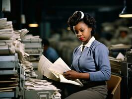 historique coloré photo de une les femmes du quotidien travail dans le passé ai génératif