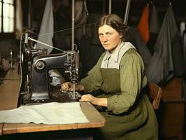 historique coloré photo de une les femmes du quotidien travail dans le passé ai génératif