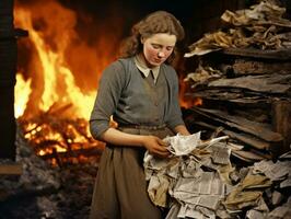 historique coloré photo de une les femmes du quotidien travail dans le passé ai génératif