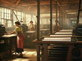 historique coloré photo de une les femmes du quotidien travail dans le passé ai génératif