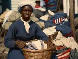 historique coloré photo de une les femmes du quotidien travail dans le passé ai génératif