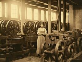 historique coloré photo de une les femmes du quotidien travail dans le passé ai génératif