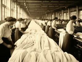 historique coloré photo de une les femmes du quotidien travail dans le passé ai génératif