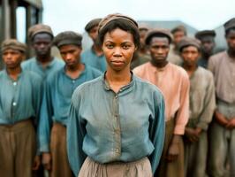 historique coloré photo de une femme de premier plan une manifestation ai génératif