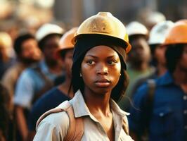 historique coloré photo de une femme de premier plan une manifestation ai génératif