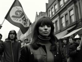 historique coloré photo de une femme de premier plan une manifestation ai génératif