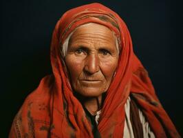 vieux coloré photographier de arabe femme de de bonne heure années 1900 ai génératif photo