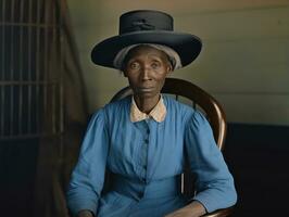 vieux coloré photographier de une noir femme de le de bonne heure années 1900 ai génératif photo