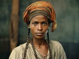 vieux coloré photographier de une brésilien femme de le de bonne heure années 1900 ai génératif photo