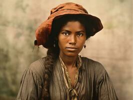 vieux coloré photographier de une brésilien femme de le de bonne heure années 1900 ai génératif photo