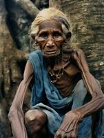 vieux coloré photographier de une Indien femme de le de bonne heure années 1900 ai génératif photo