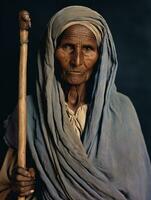 vieux coloré photographier de une Indien femme de le de bonne heure années 1900 ai génératif photo